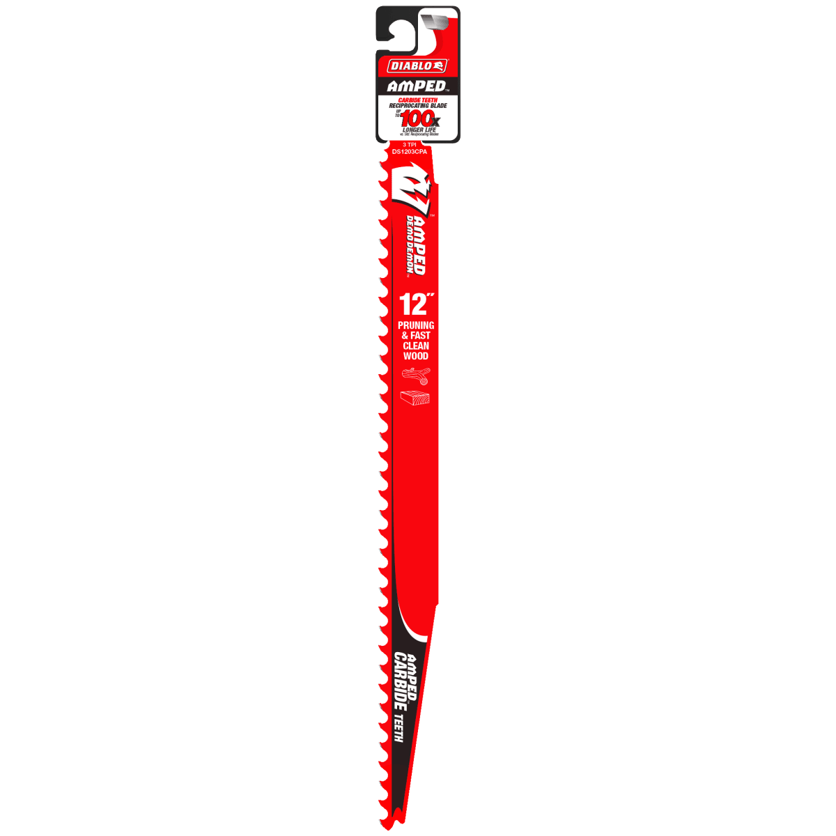 12" 3TPI AMPED™ Demo Demon™ Carbide Teeth Reciprocating Saw Blade for Pruning and Clean Wood - AAA Industrial Supply