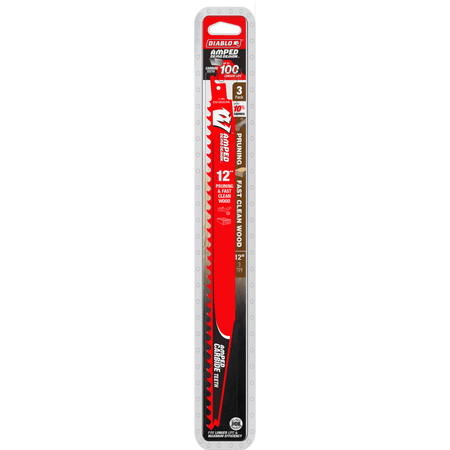12" 3TPI AMPED™ Demo Demon™ Carbide Teeth Reciprocating Saw Blade for Pruning and Clean Wood - AAA Industrial Supply