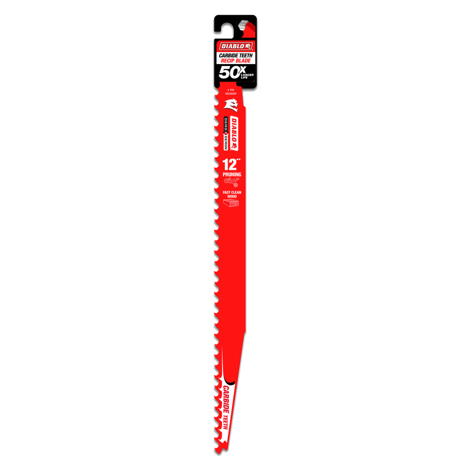 12" 3TPI Demo Demon™ Carbide Teeth Reciprocating Saw Blade for Pruning and Clean Wood - AAA Industrial Supply
