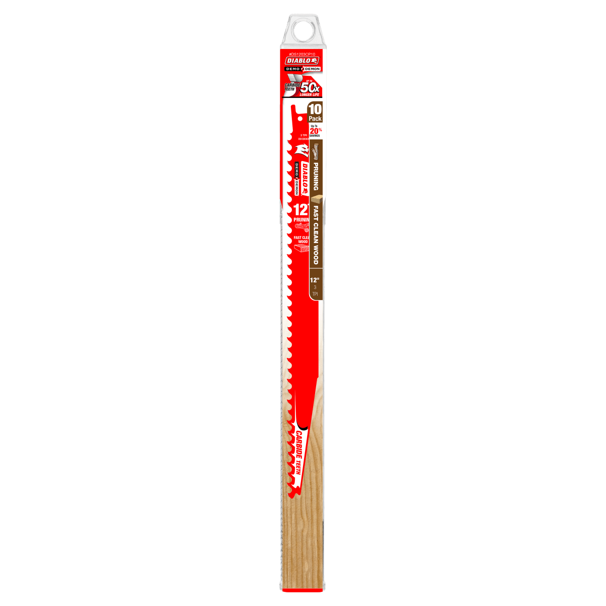 12" 3TPI Demo Demon™ Carbide Teeth Reciprocating Saw Blades for Pruning and Clean Wood (10 - pk) - AAA Industrial Supply