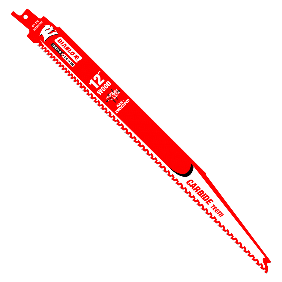 12" 5/7TPI Demo Demon™ Carbide Teeth Reciprocating Saw Blade for Nail - Embedded Wood - AAA Industrial Supply