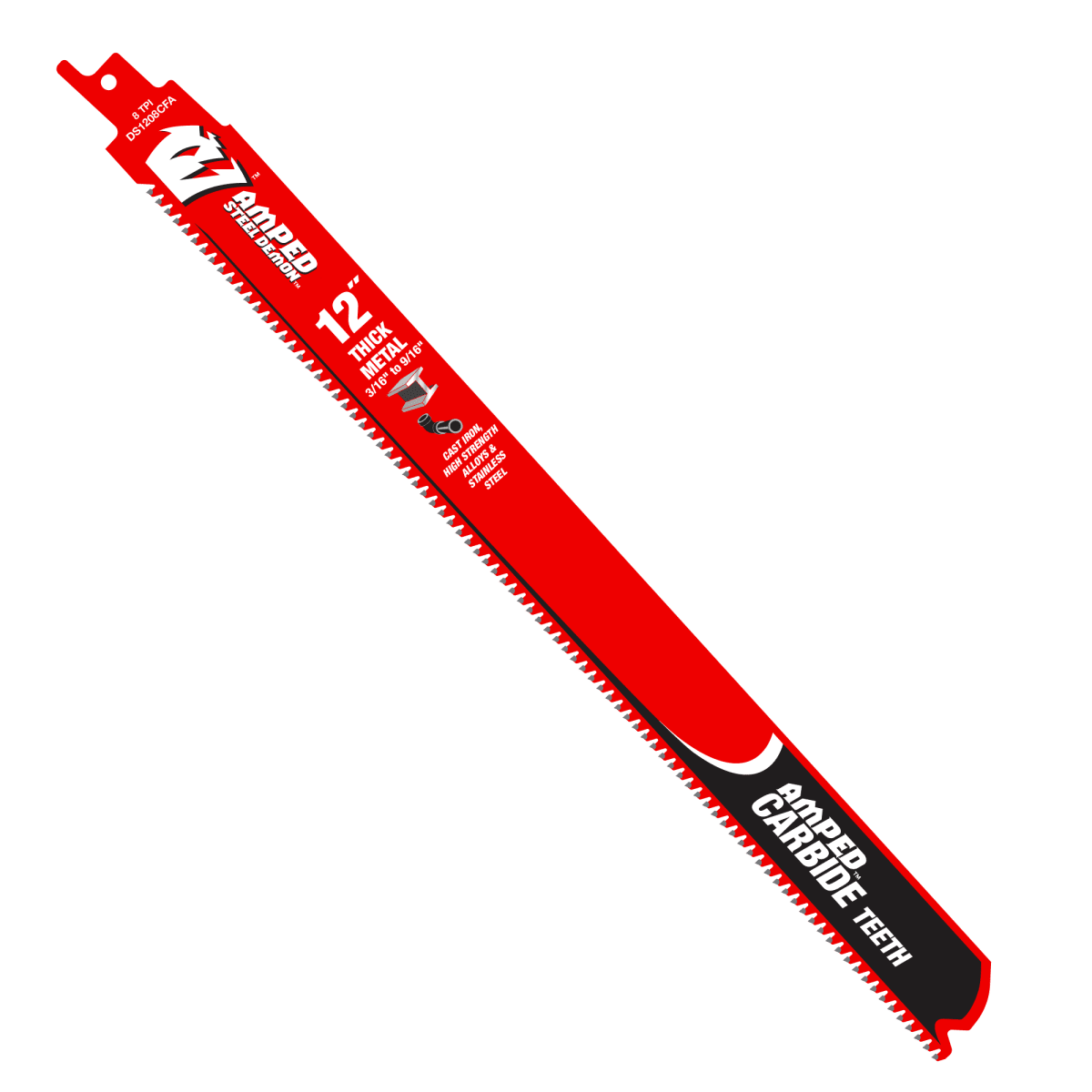 12" 8TPI AMPED™ Steel Demon™ Carbide Teeth Reciprocating Saw Blades for Thick Metal - AAA Industrial Supply