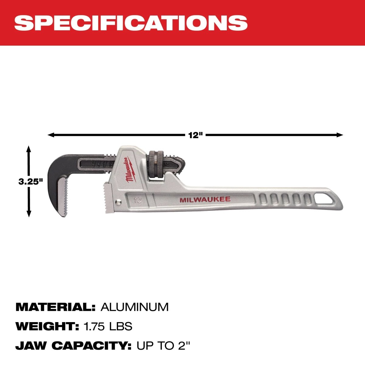 12” Aluminum Pipe Wrench - AAA Industrial Supply