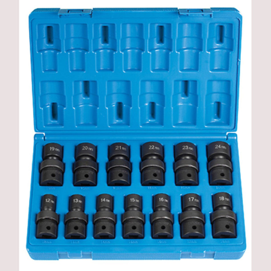 1/2" Dr. 13 Pc. Std Length Metric Univ. Set - 12 Point - AAA Industrial Supply