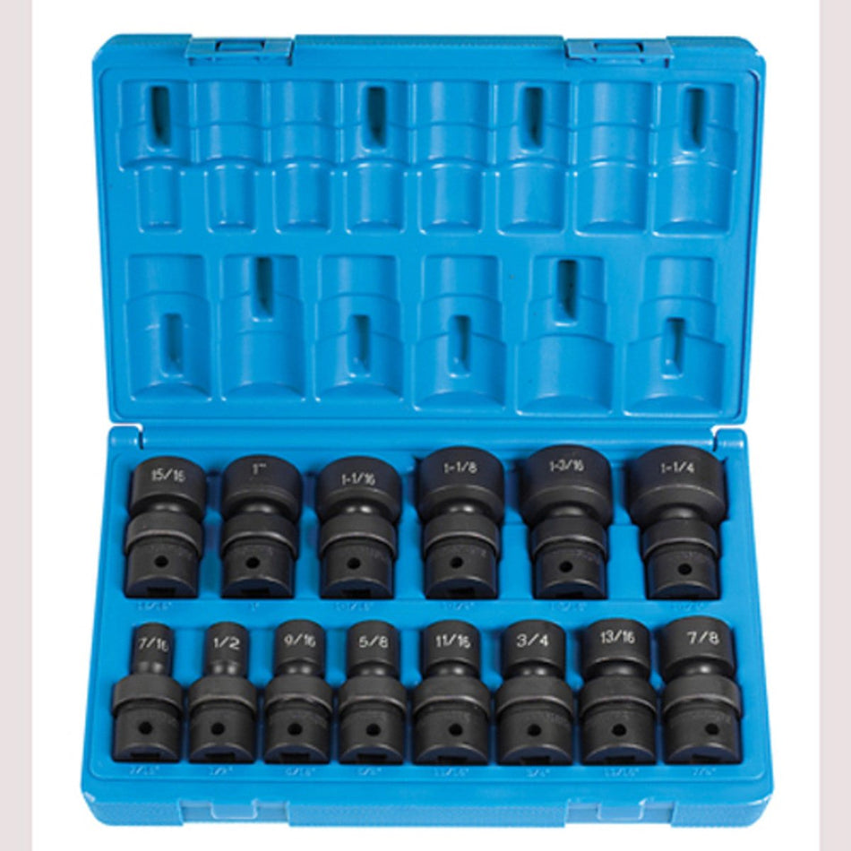 1/2" Dr. 14 Pc. Std. Length Frac.Univ.Set - 12 Point - AAA Industrial Supply