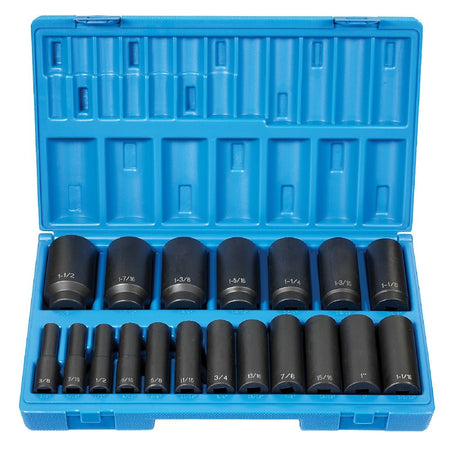 1/2" Dr. 19 Pc. Deep Length Fract. Set - 12 Point - AAA Industrial Supply