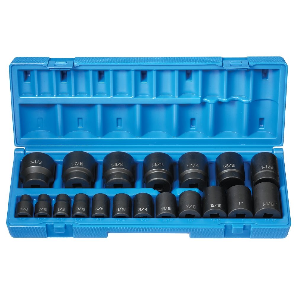 1/2" Dr. 19 Pc. Standard Length Fract.Set - 12 Point - AAA Industrial Supply