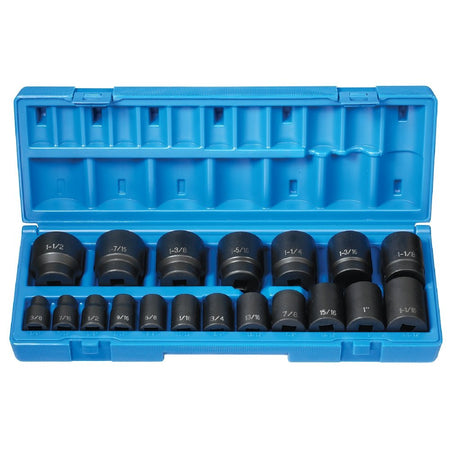 1/2" Dr. 19 Pc. Standard Length Fract.Set - 12 Point - AAA Industrial Supply