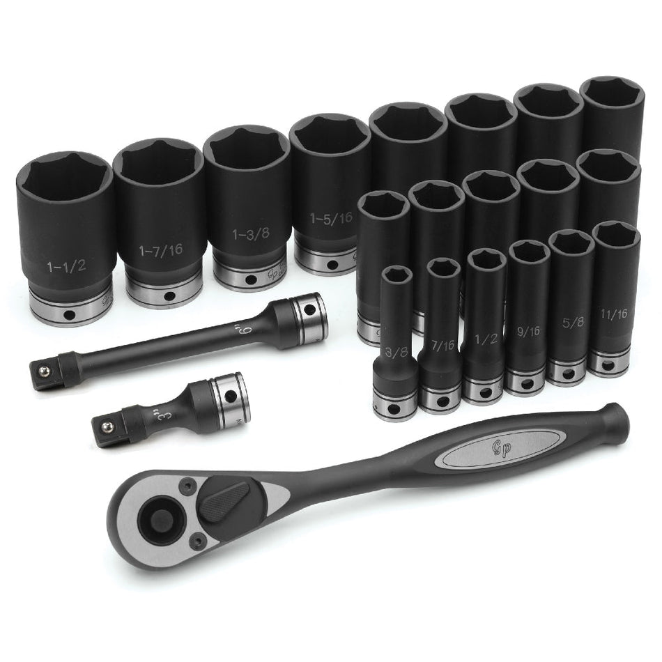 1/2" Dr. 22pc Fractional Deep Duo - Socket Set - 6 Pt. - AAA Industrial Supply