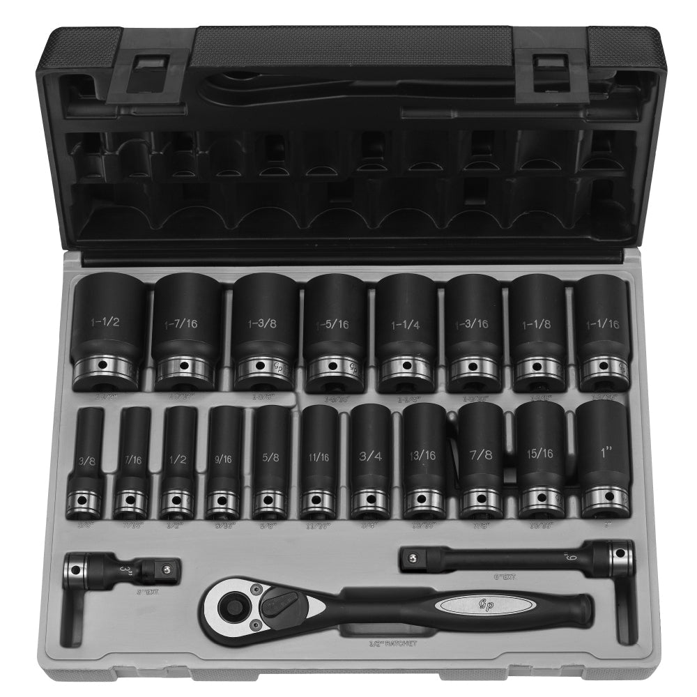 1/2" Dr. 22pc Fractional Deep Duo - Socket Set - 6 Pt. - AAA Industrial Supply