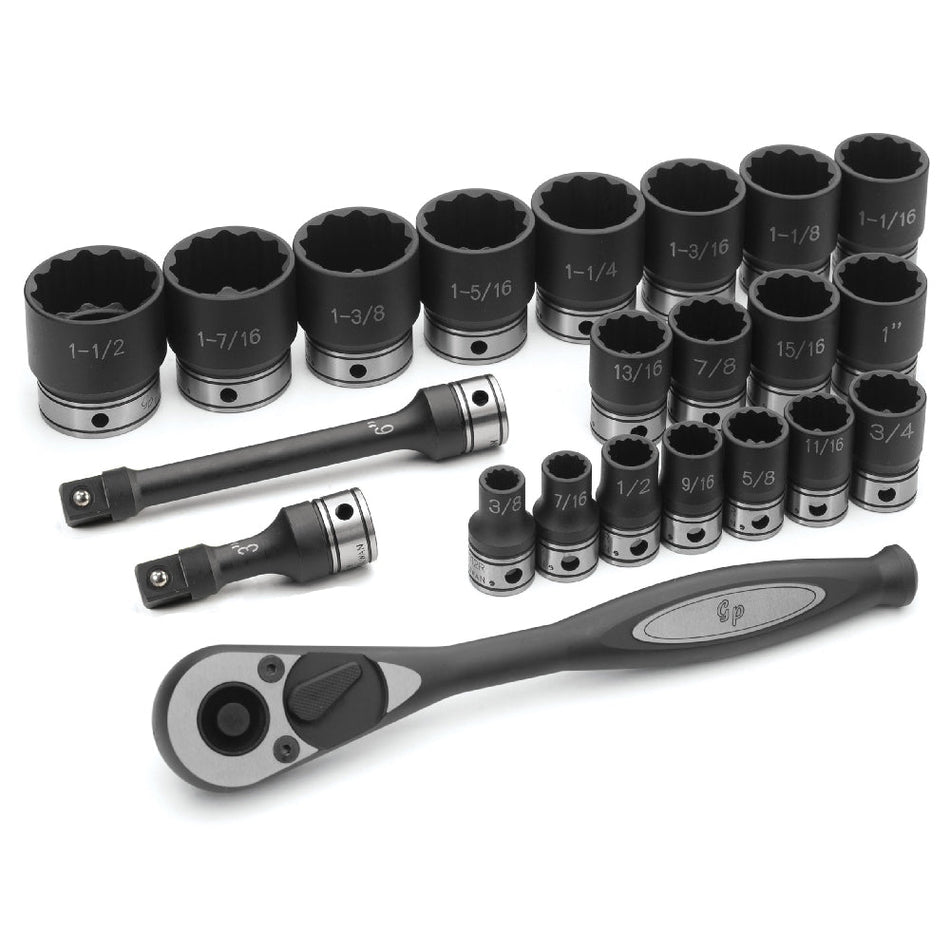 1/2" Dr. 22pc Fractional Duo - Socket Set - 12 Point - AAA Industrial Supply