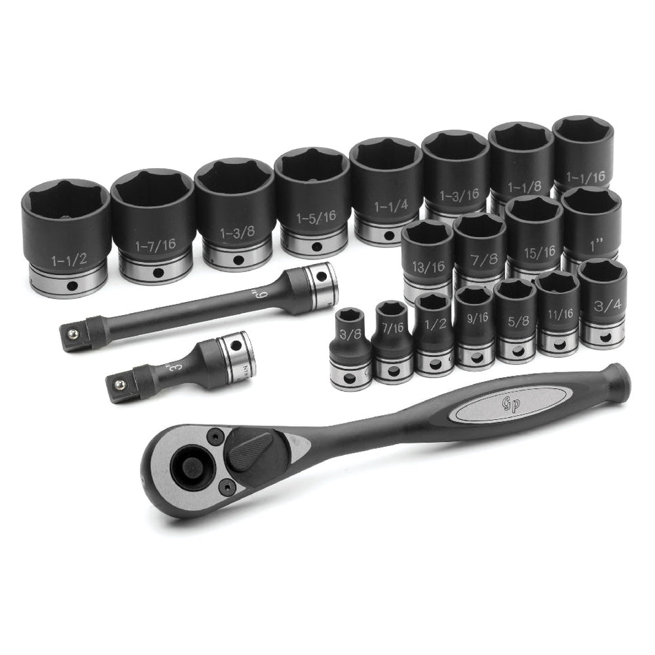 1/2" Dr. 22pc Fractional Duo - Socket Set - 6 Pt. - AAA Industrial Supply