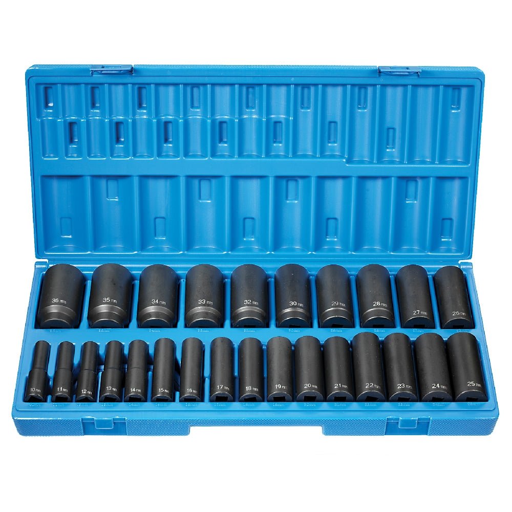 1/2" Dr. 26 Pc. Deep Length Metric Set - 12 Point - AAA Industrial Supply
