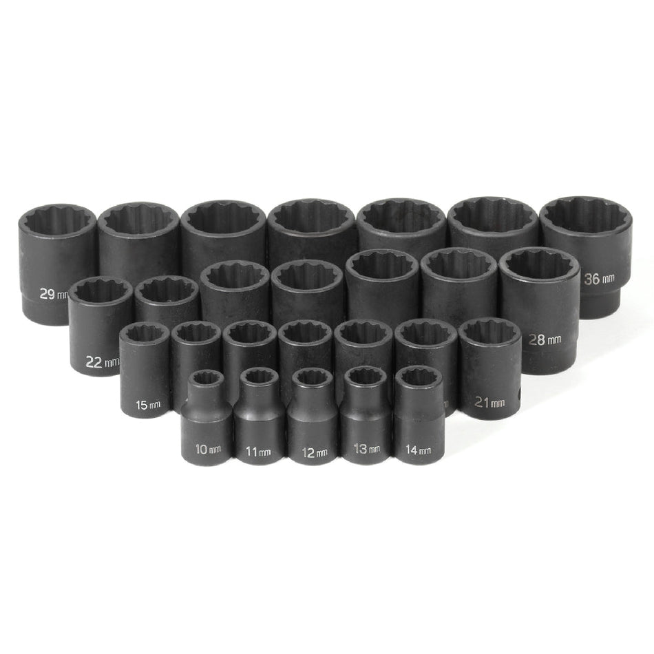 1/2" Dr. 26 Pc. Standard Length Metric Set - 12 Point - AAA Industrial Supply