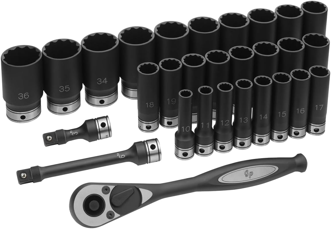 1/2" Dr. 29pc Metric Deep Duo - Socket Set - 12 Point - AAA Industrial Supply