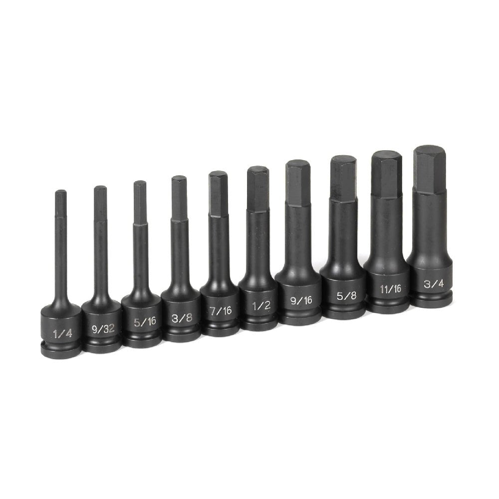 1/2" Drive 10 Pc. 4" Length Fractional Hex Driver Set - AAA Industrial Supply