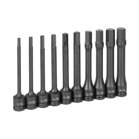 1/2" Drive 10 Pc. 6" Length Fractional Hex Driver Set - AAA Industrial Supply