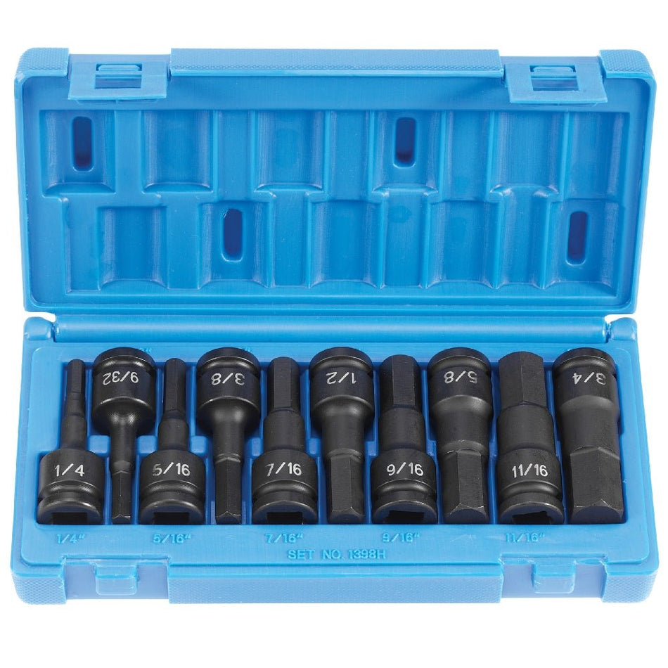 1/2" Drive 10 Piece Hex Driver Set - AAA Industrial Supply