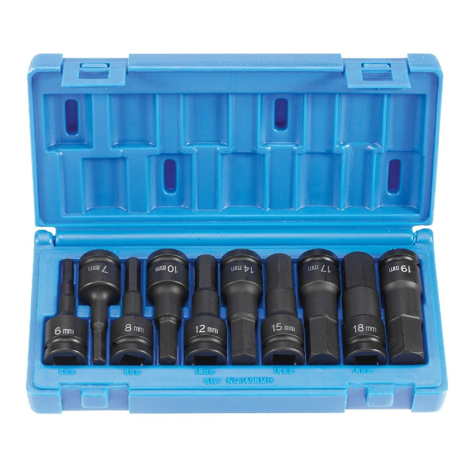 1/2" Drive 10 Piece Metric Hex Driver Set - AAA Industrial Supply