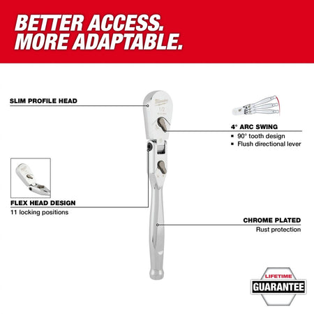 1/2" Drive 11" Flex Head Ratchet - AAA Industrial Supply