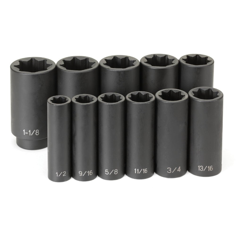 1/2" Drive 11 Piece Deep Set - 8 Point - AAA Industrial Supply