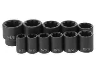 1/2" Drive 11 Piece Standard Set - 8 Point - AAA Industrial Supply