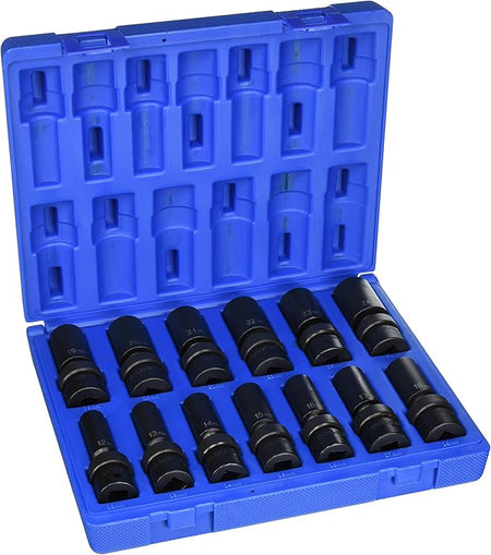 1/2" Drive 13 Pc. Deep Length Metric Univ. Set - AAA Industrial Supply