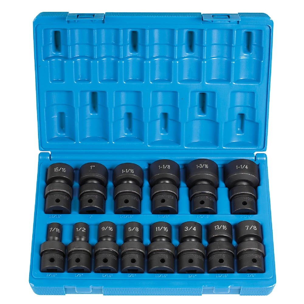 1/2" Drive 14 Pc. Standard Length Fract. Univ. Set - AAA Industrial Supply