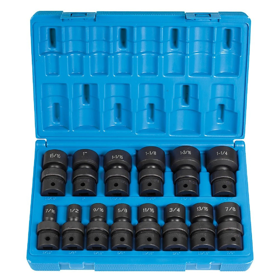 1/2" Drive 14 Pc. Standard Length Fract. Univ. Set - AAA Industrial Supply