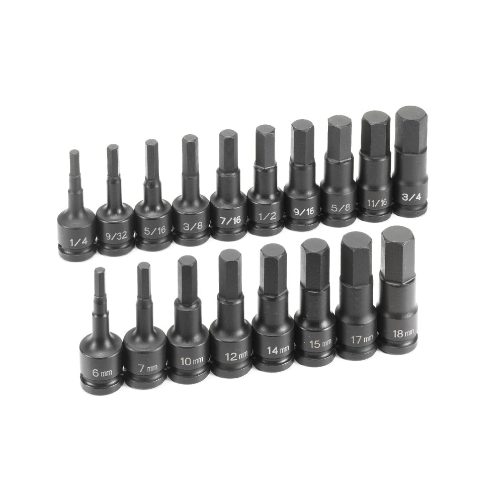 1/2" Drive 18 Pc. Combo Hex Driver SAE/Metric Set - AAA Industrial Supply