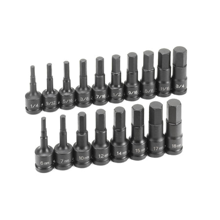 1/2" Drive 18 Pc. Combo Hex Driver SAE/Metric Set - AAA Industrial Supply