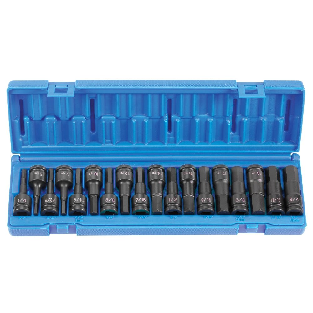 1/2" Drive 18 Pc. Combo Hex Driver SAE/Metric Set - AAA Industrial Supply