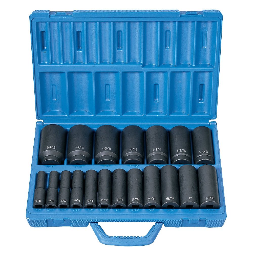 1/2" Drive 19 Pc. Deep Length Fractional Master Set - AAA Industrial Supply