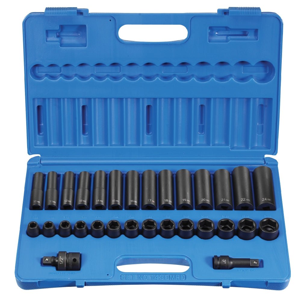 1/2" Drive 30 Piece Standard/Deep Metric Set - AAA Industrial Supply