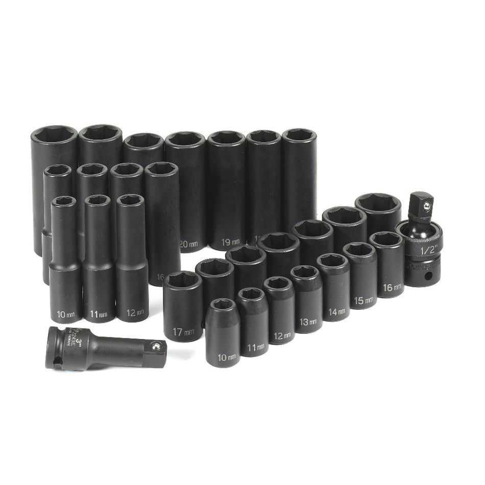 1/2" Drive 30 Piece Standard/Deep Metric Set - AAA Industrial Supply