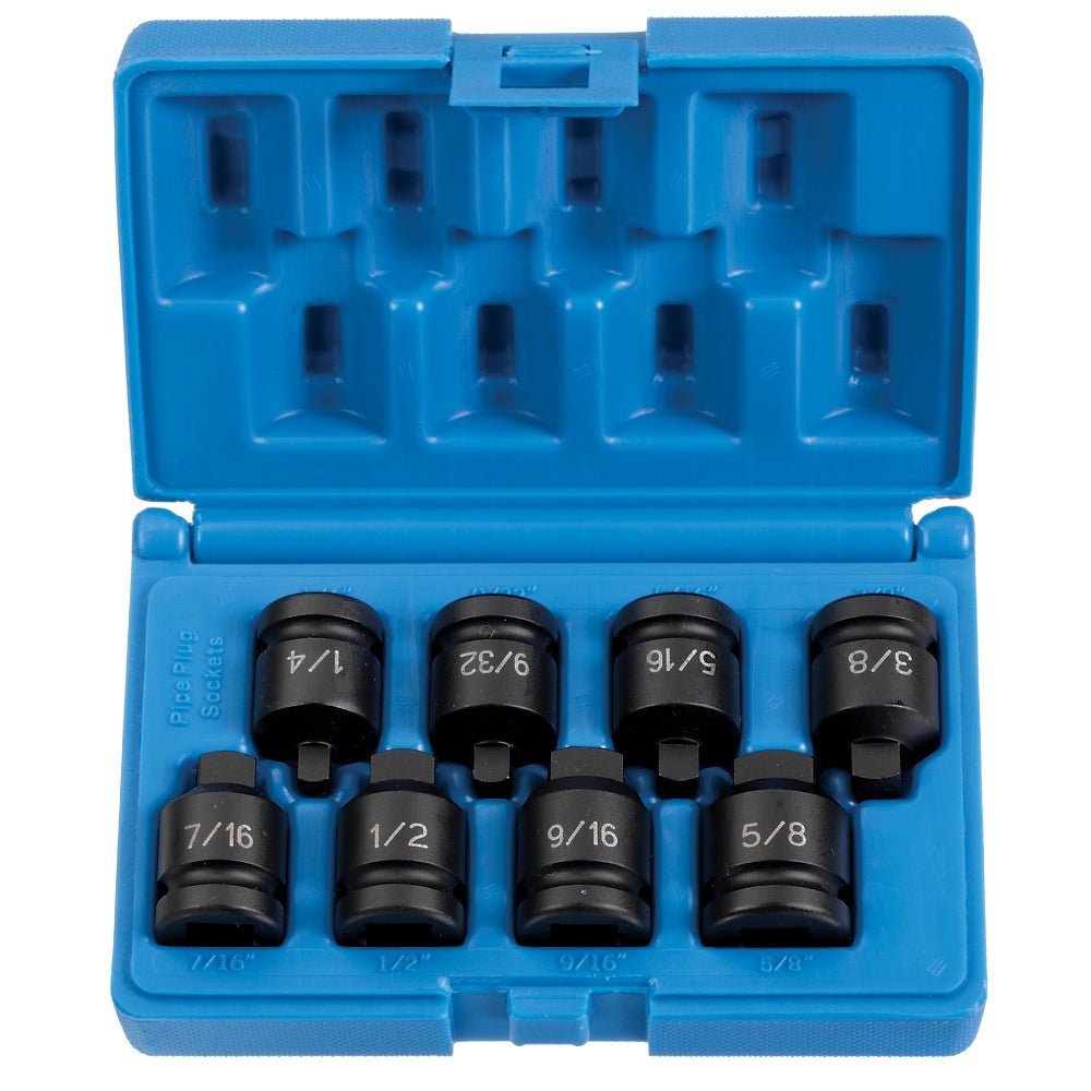 1/2" Drive 8 Pc. Pipe Plug Socket Set - AAA Industrial Supply