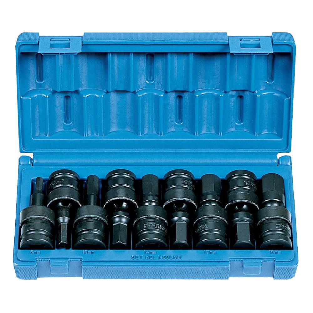 1/2" Drive 9 Piece Metric Universal Hex Driver Set - AAA Industrial Supply