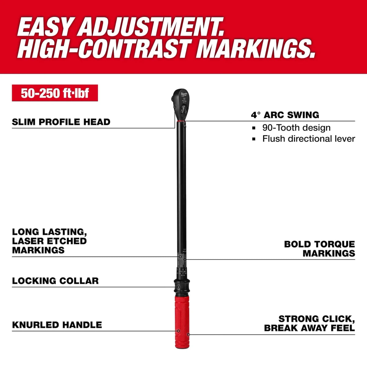 1/2" Drive Click Torque Wrench (50-250 ft·lbf) - AAA Industrial Supply