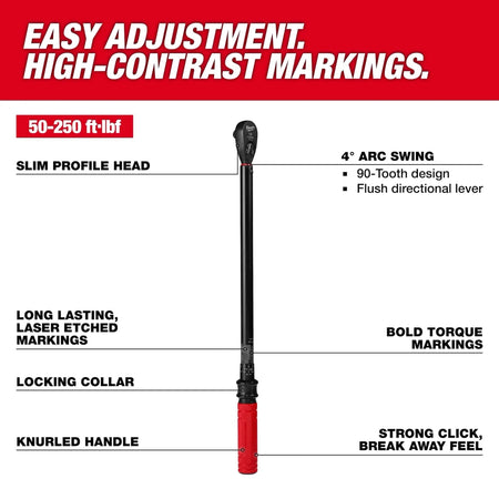 1/2" Drive Click Torque Wrench (50-250 ft·lbf) - AAA Industrial Supply