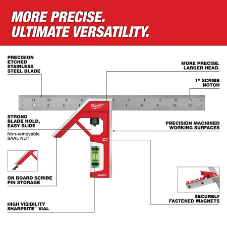 12" Magnetic Combination Square - AAA Industrial Supply