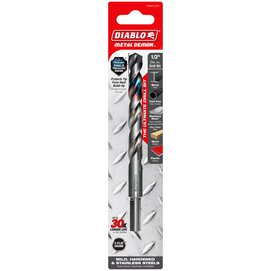 1/2" Metal Demon™ Drill Bit for Mild, Hardened and Stainless Steels - AAA Industrial Supply