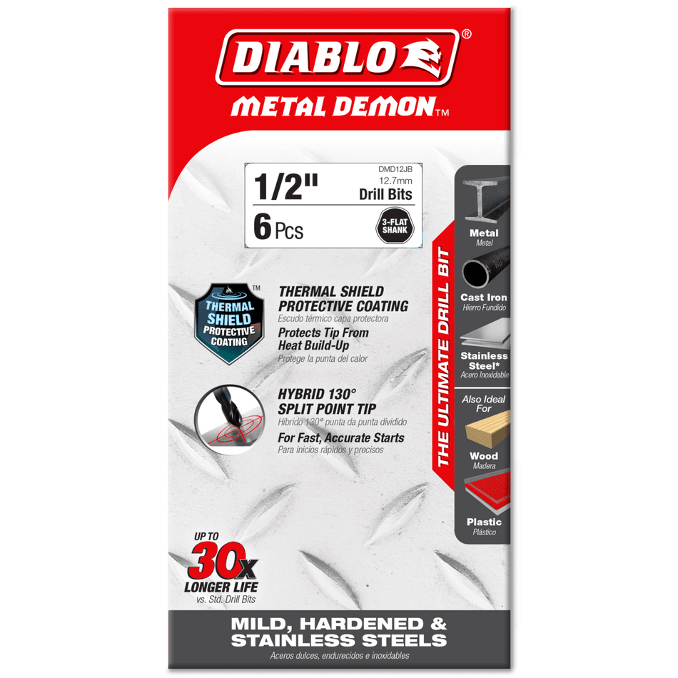 1/2" Metal Demon™ Drill Bits for Mild, Hardened and Stainless Steels - AAA Industrial Supply
