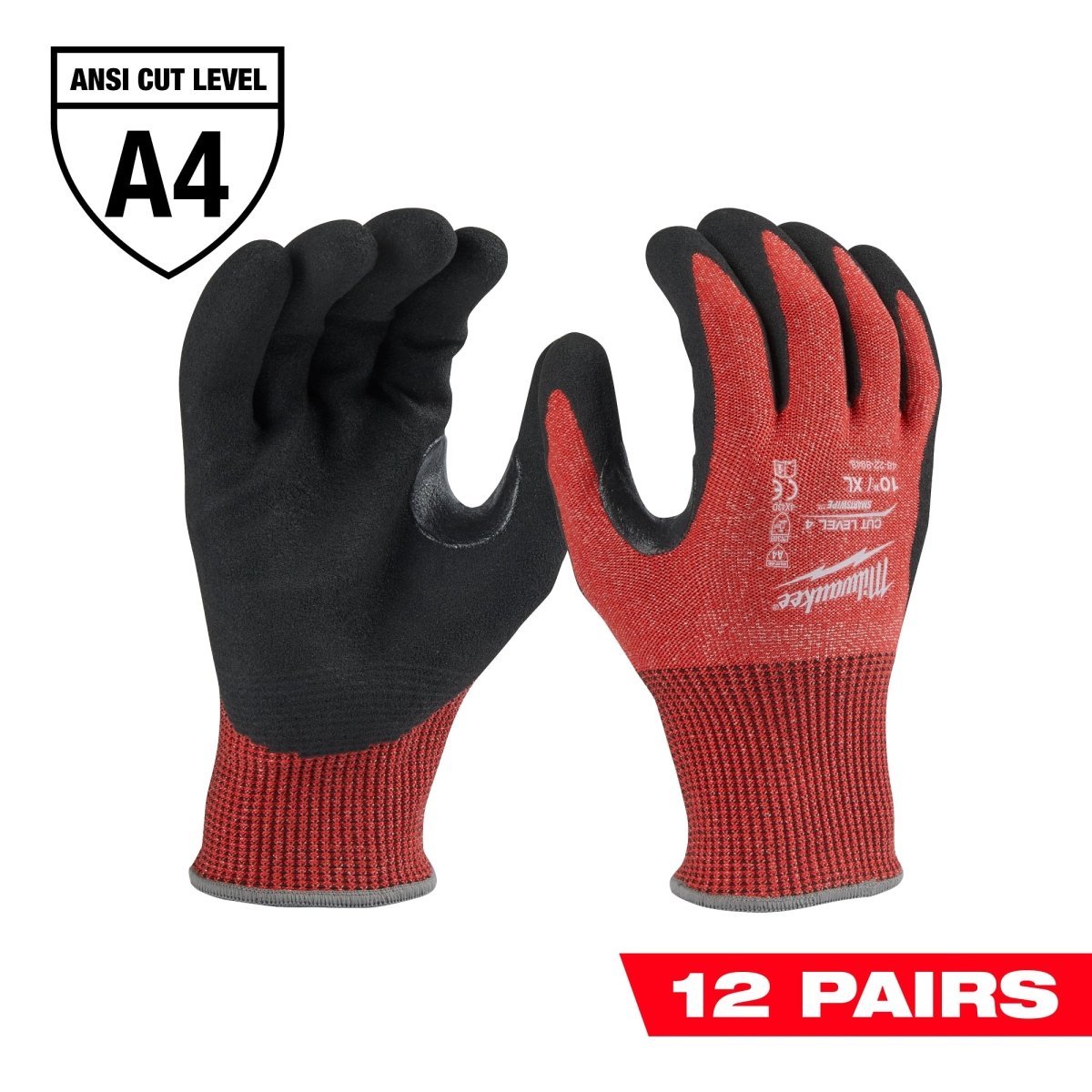 12 Pair Cut Level 4 Nitrile Dipped Gloves - XL - AAA Industrial Supply