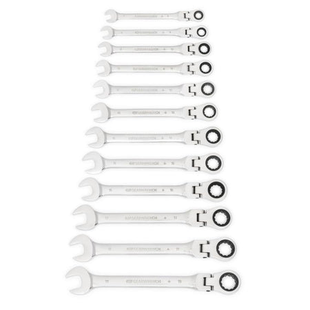 12 Piece 72 - Tooth 12 Point Flex Head Ratcheting Combination Metric Wrench Set - AAA Industrial Supply