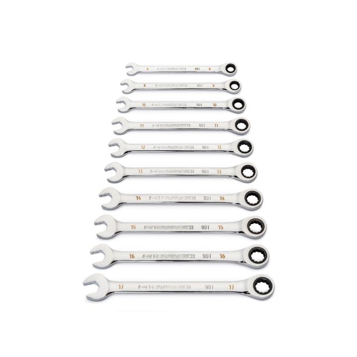 12 Piece 90 - Tooth 12 Point Metric Combination Ratcheting Wrench Set - AAA Industrial Supply