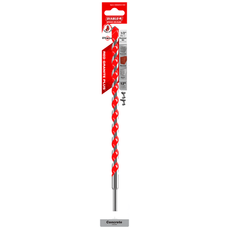 1/2" x 12" x 10" SPEEDemon™ Red Granite PLUS™ Carbide - Tipped Hammer Drill Bit - AAA Industrial Supply
