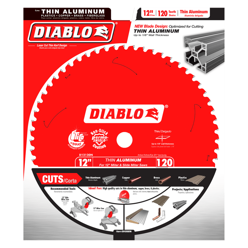 12" x 120 - Teeth Aluminum Saw Blade for Thin Non - Ferrous Metal - AAA Industrial Supply