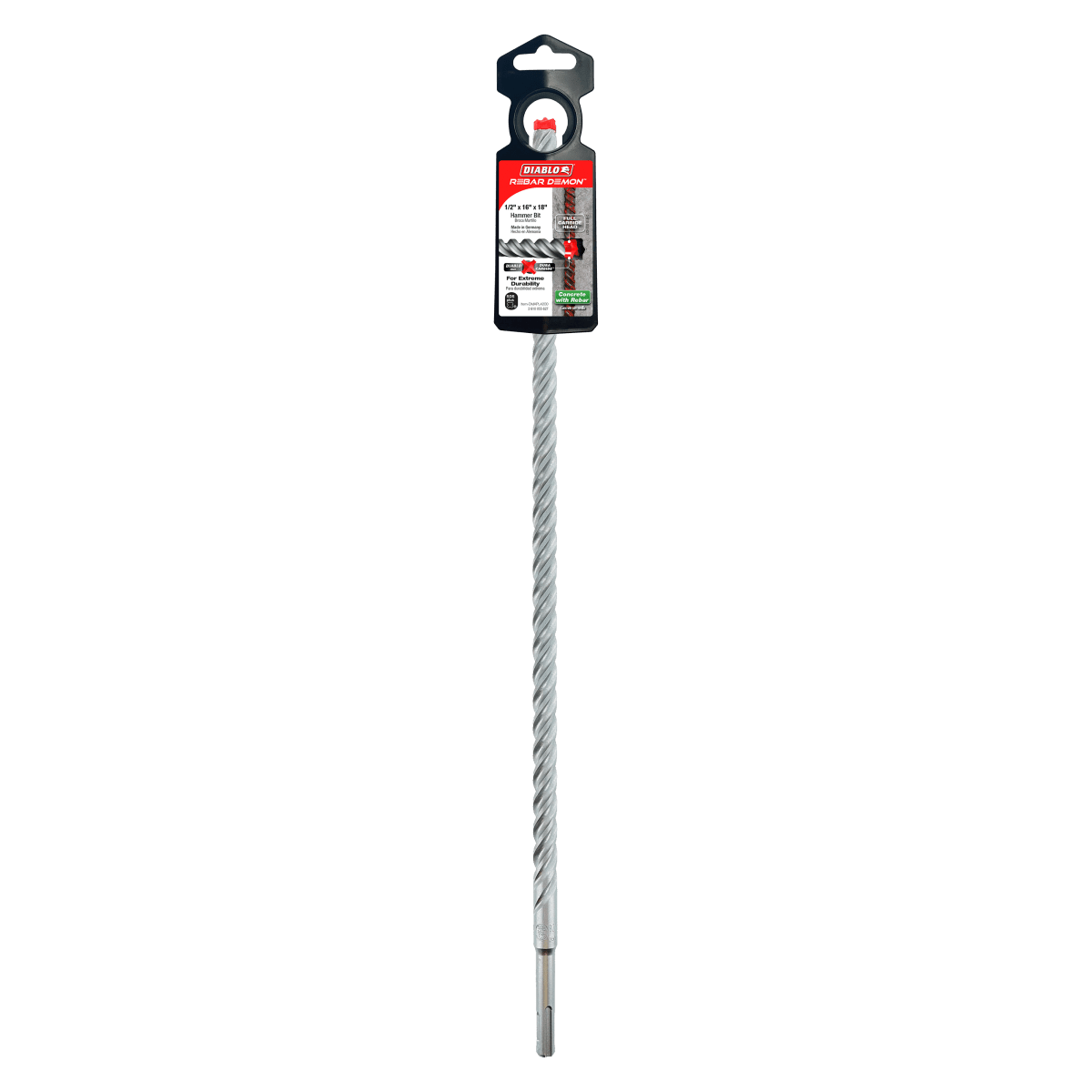 1/2" x 16" x 18" Rebar Demon™ SDS - Plus 4 - Cutter Full Carbide Head Hammer Drill Bit - AAA Industrial Supply