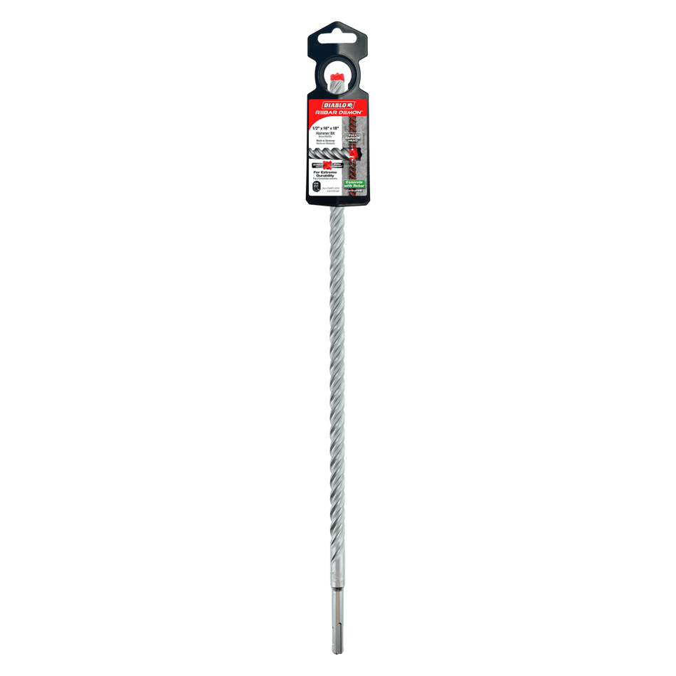 1/2" x 16" x 18" Rebar Demon™ SDS - Plus 4 - Cutter Full Carbide Head Hammer Drill Bit - AAA Industrial Supply