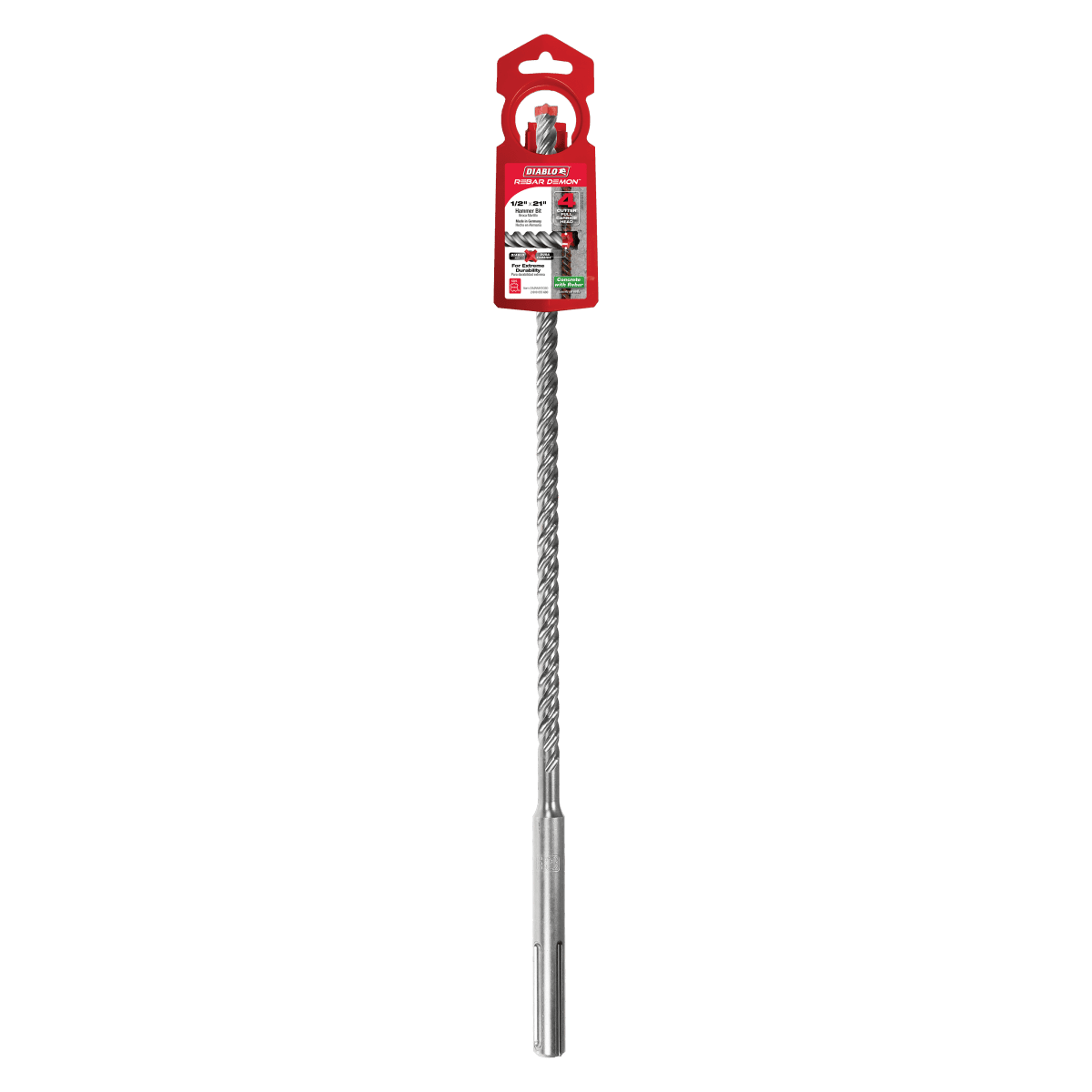 1/2" x 16" x 21" Rebar Demon™ SDS - Max 4 - Cutter Full Carbide Head Hammer Drill Bit - AAA Industrial Supply
